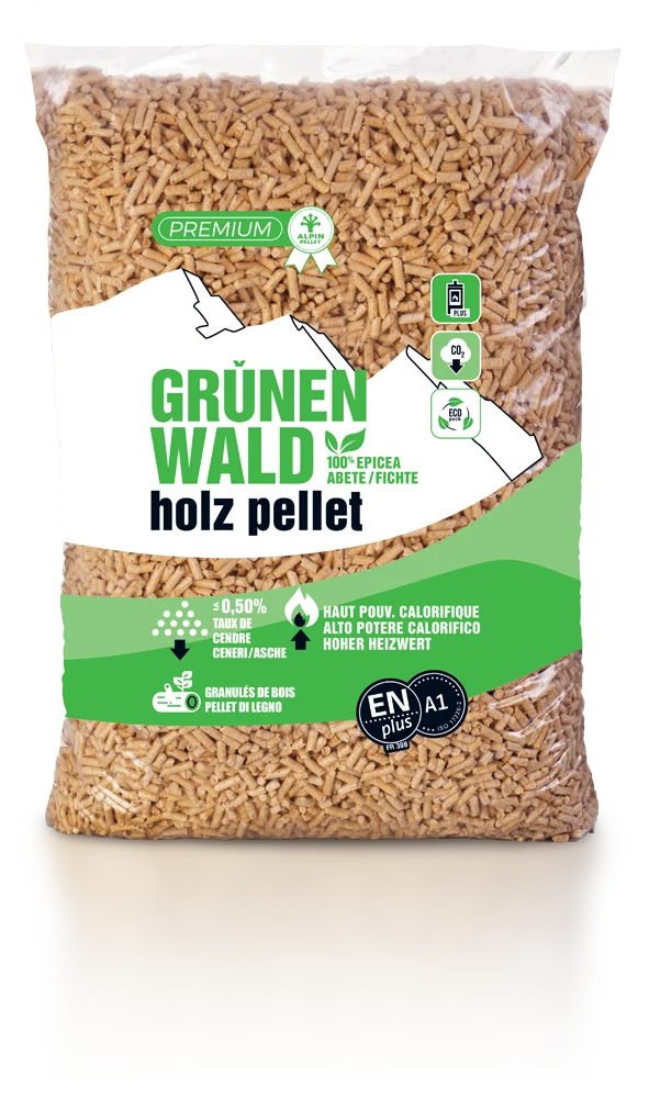Grunen-Wald-Holz-Pellet-Abete.webp Grünen Wald Holz Fichtenpellet, 70 Säcke x 15 kg – Bild 1
